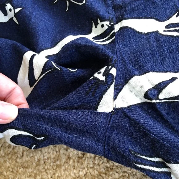 ModCloth Feline Cat Print Wide Leg Linen Crop Pant Sz 8 - Picture 14 of 14